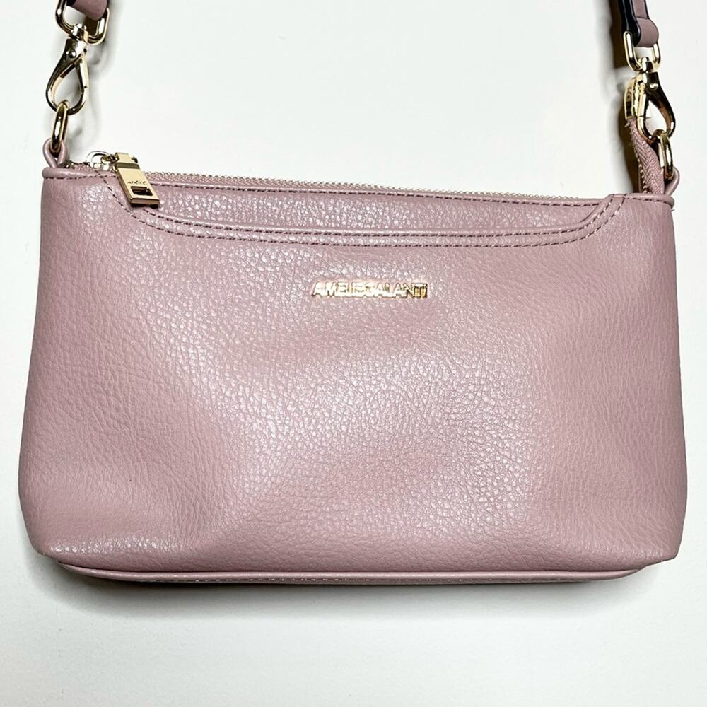 AMELIE GALANTI small rose pink faux leather crossbody purse w/gold hardware - Picture 4 of 8